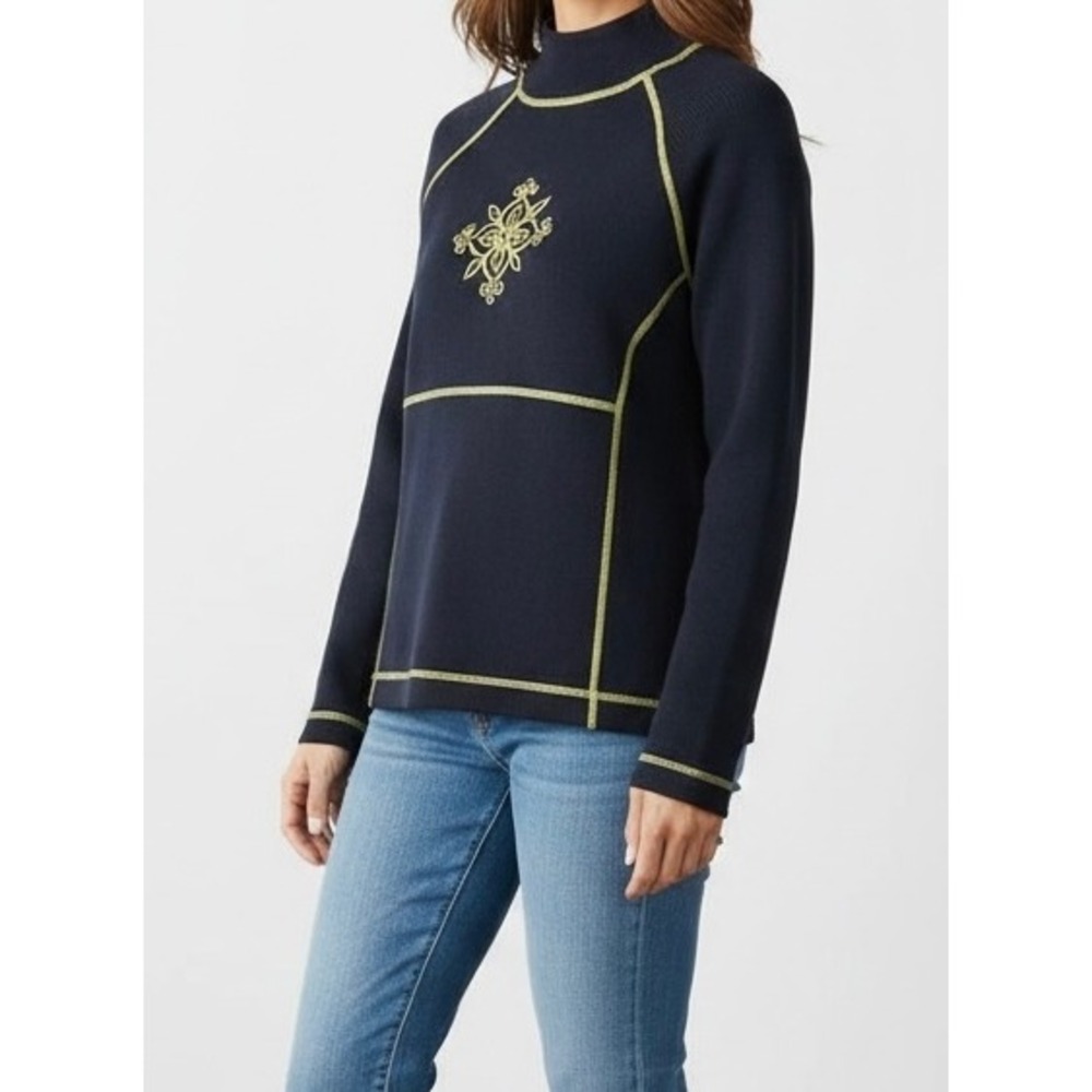 Neve Designs Women Black Wool Mock Neck Sweater Retro Y2K Sport Cyberpunk MD SKI